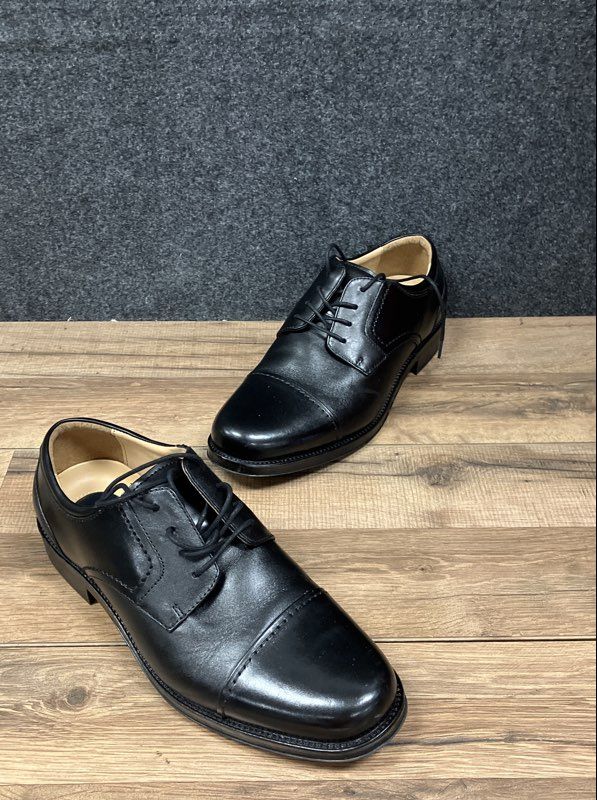 Chaps Black Leather Cap Toe Men's Oxford Dress Shoes Size 9.5W