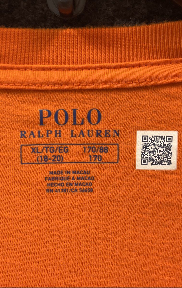 Polo Ralph Lauren Boys' Orange Long Sleeve Ski Graphic 92 T-Shirt Sz XL 18-20