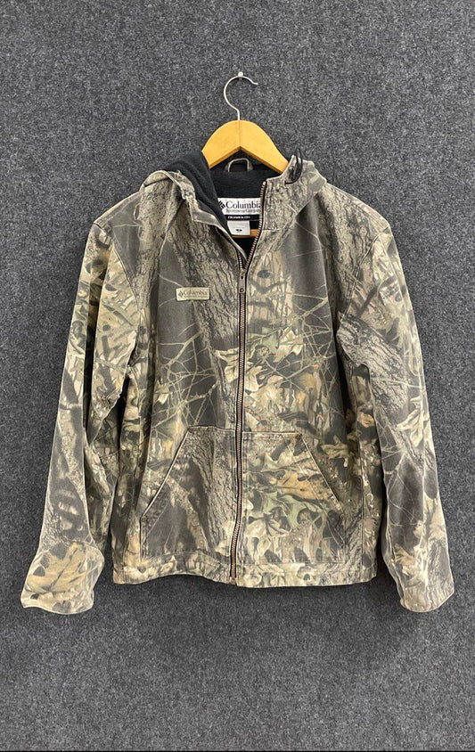 Columbia Men's Mossy Oak Camo Canvas Fleece Lined Hooded Work Jacket Sz S