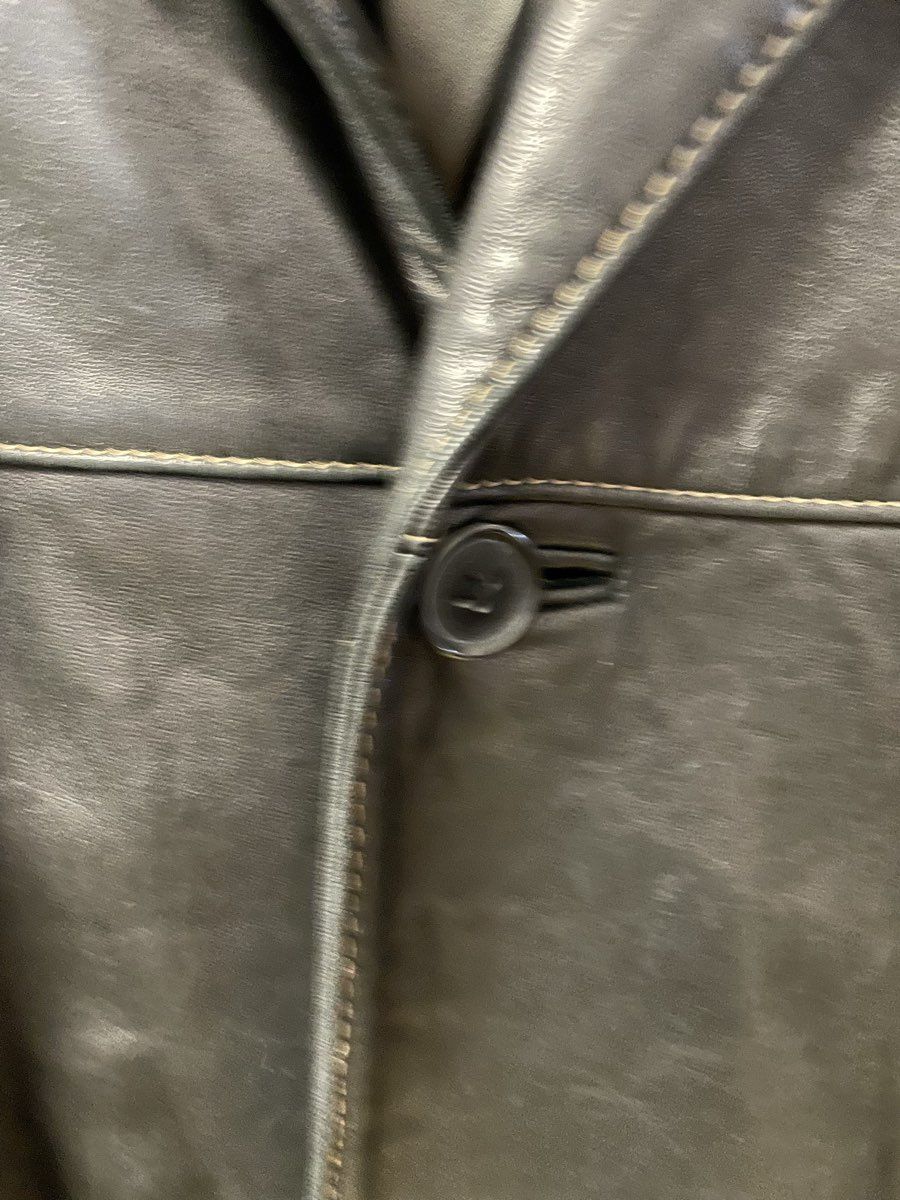 Marc New York Men's Black Leather Three-Button Car Coat Jacket Size XL