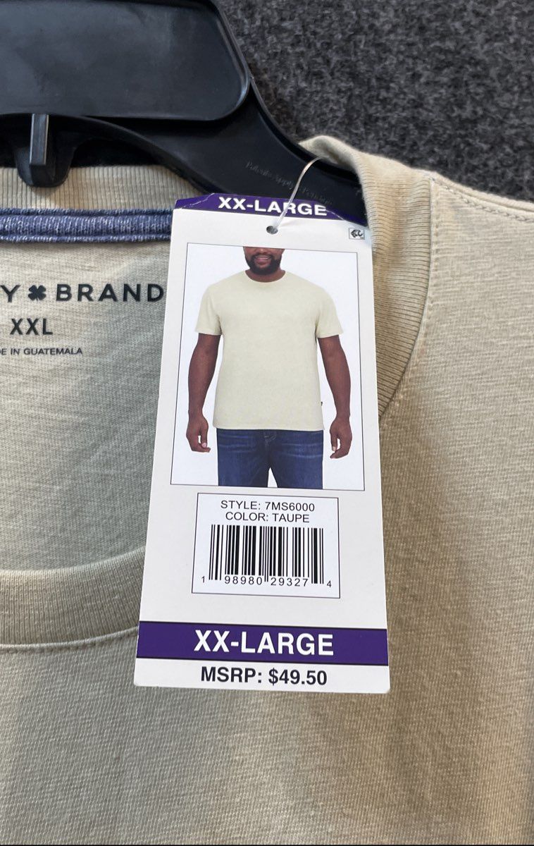 Lucky Brand Men's T-Shirt Taupe Cotton Blend Short Sleeve Crew Neck Sz XXL NWT