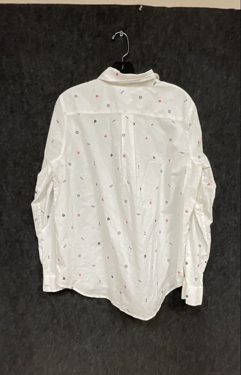 Tommy Hilfiger Women's White Nautical Print Relaxed Fit LS Shirt XL NWT