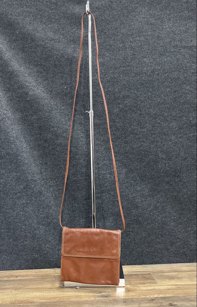 Vintage Talbots Brown Italian Leather Slim Crossbody Organizer Bag Made in Italy