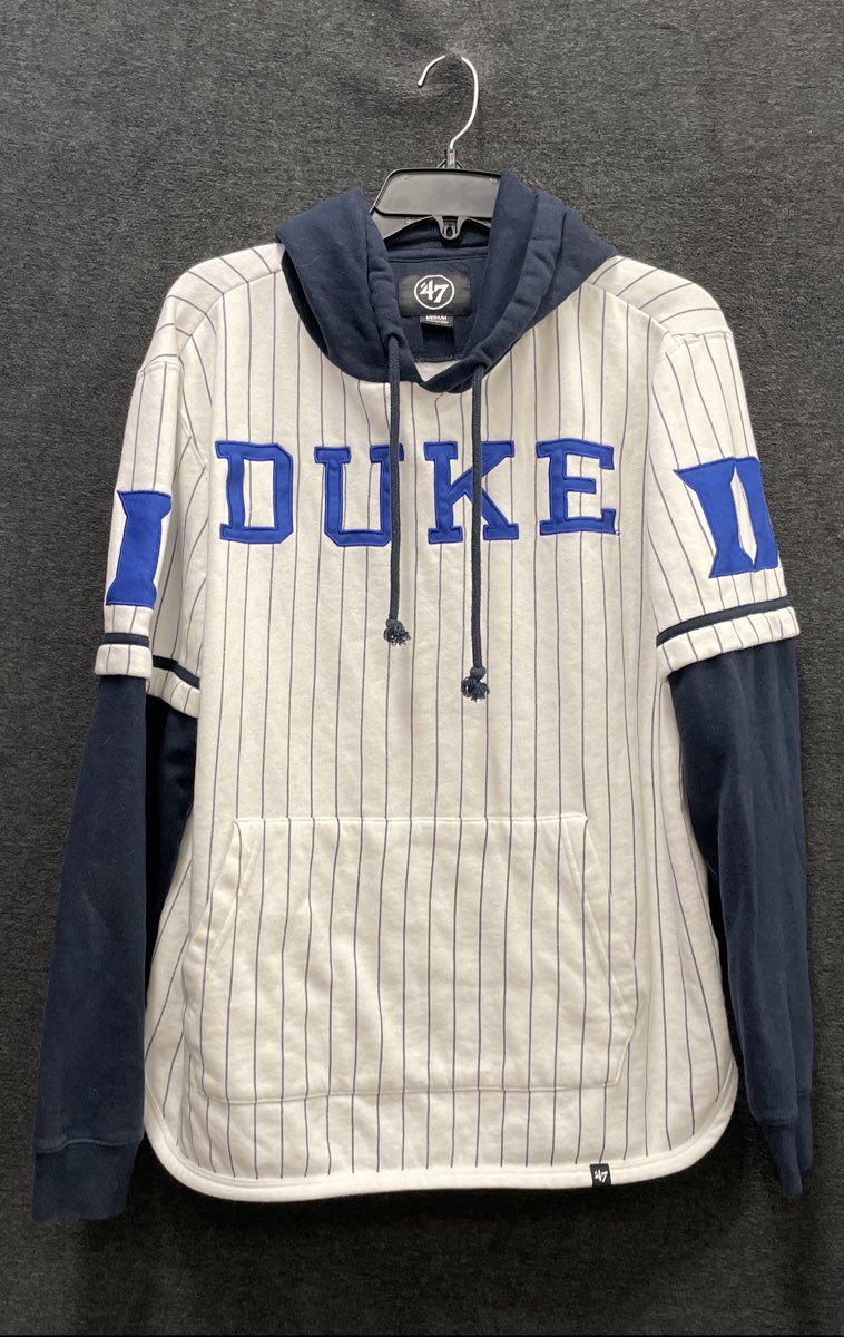 '47 Men's Duke University Blue Devils Pinstripe Jersey Style Hoodie Sz M