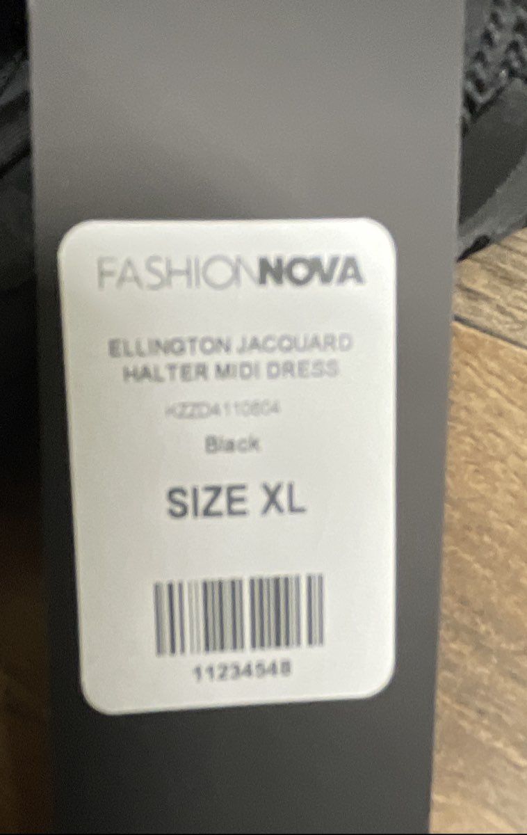 Fashion Nova Women's Black Ellington Floral Jacquard Halter Midi Dress NWT Sz XL
