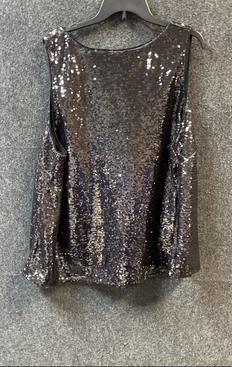 Ella Rafaella Women's Shark Gray Sequin Sleeveless Top Shell Sz 3X NWT