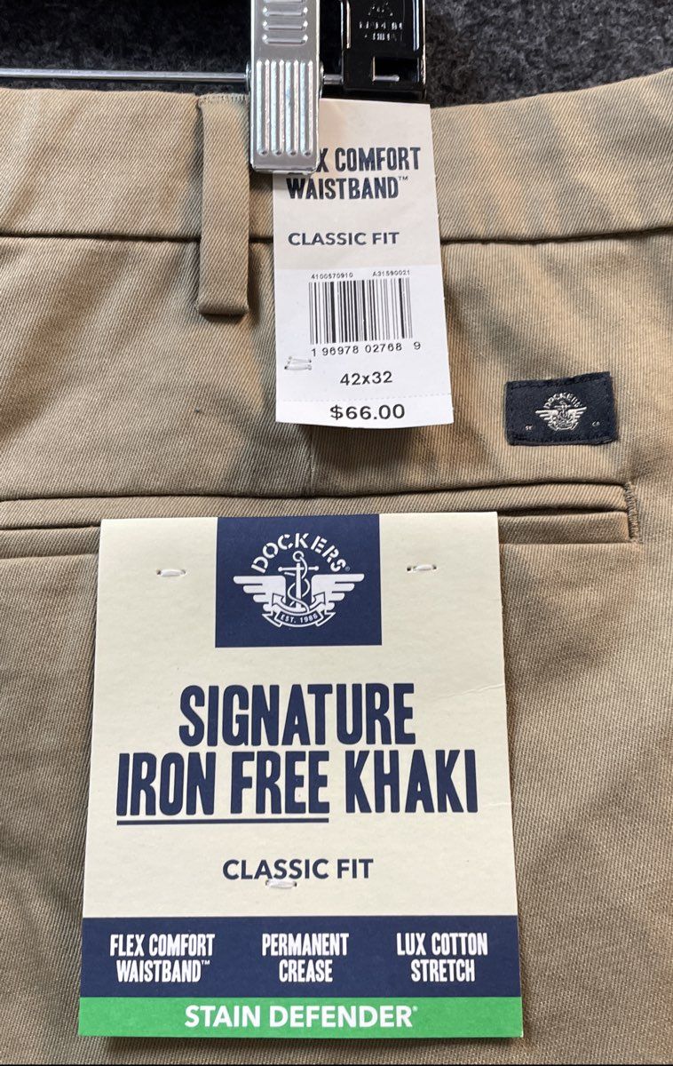 Dockers Men's Signature Iron Free Khaki Pants Brown Classic Fit Flex Sz 42x32