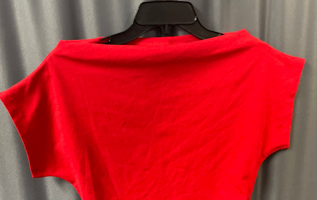 Halara Women's Red Boat Neck Ruched Side Cap Sleeve Athleisure Top Sz S NWT