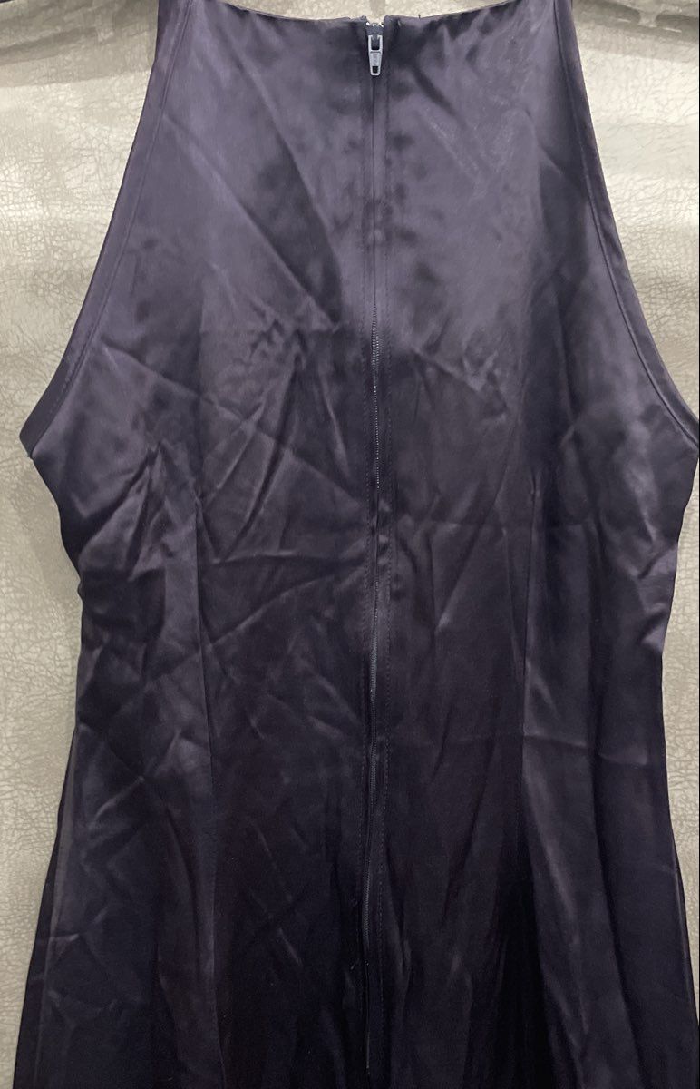 Vintage Y2K Steppin' Out Women's Purple Rhinestone Halter Slip Dress Gown Sz 5/6