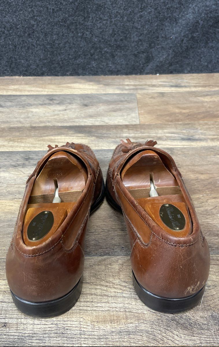 Giorgio Brutini Brown Leather Tassel Kiltie Woven Loafers Men's Size 8.5D