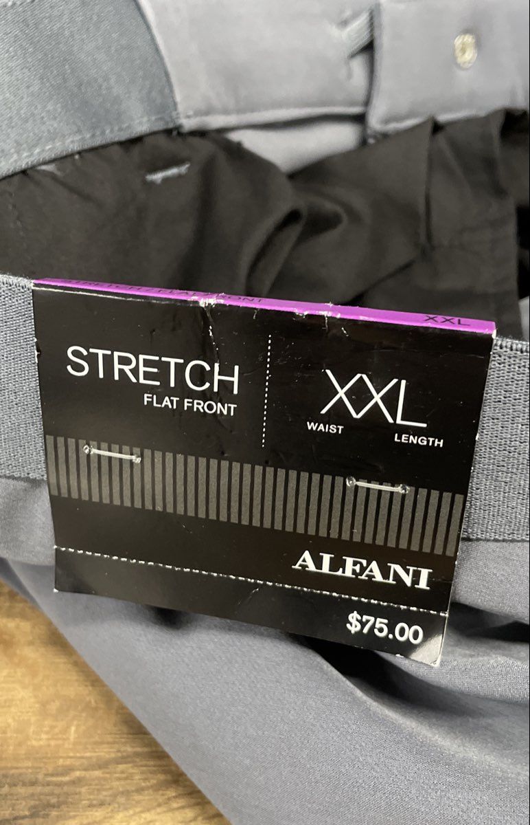Alfani Men's Grey Stretch Flat Front Dress Pants Size XXL NWT