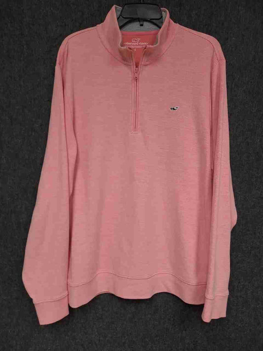 Vineyard Vines Men's Pink Cotton Blend 1/4 Zip Pullover Sweatshirt Sz L
