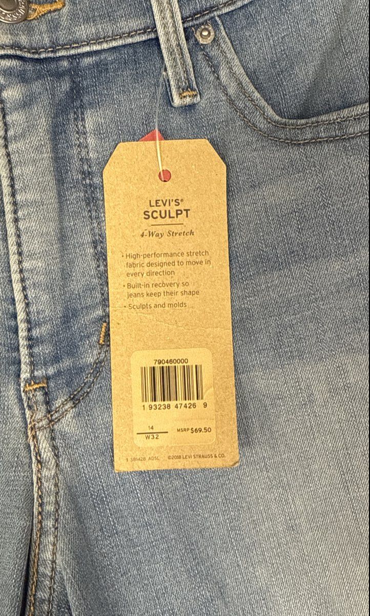 Levi's Women's 311 Shaping Skinny Ankle Jeans Light Wash Studded Sz 14 W32 NWT