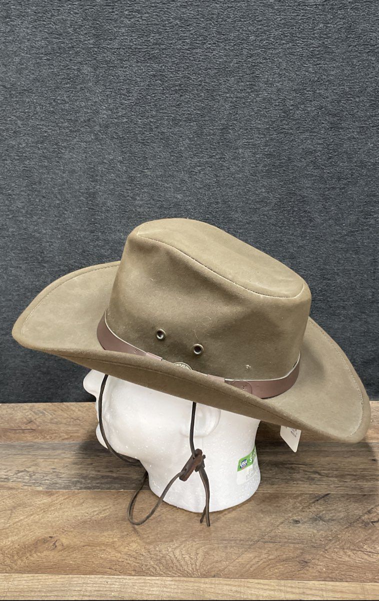Outback Trading Co Men's Kodiak Brown Waxed Oilskin Hat Chin Strap NWT Sz M