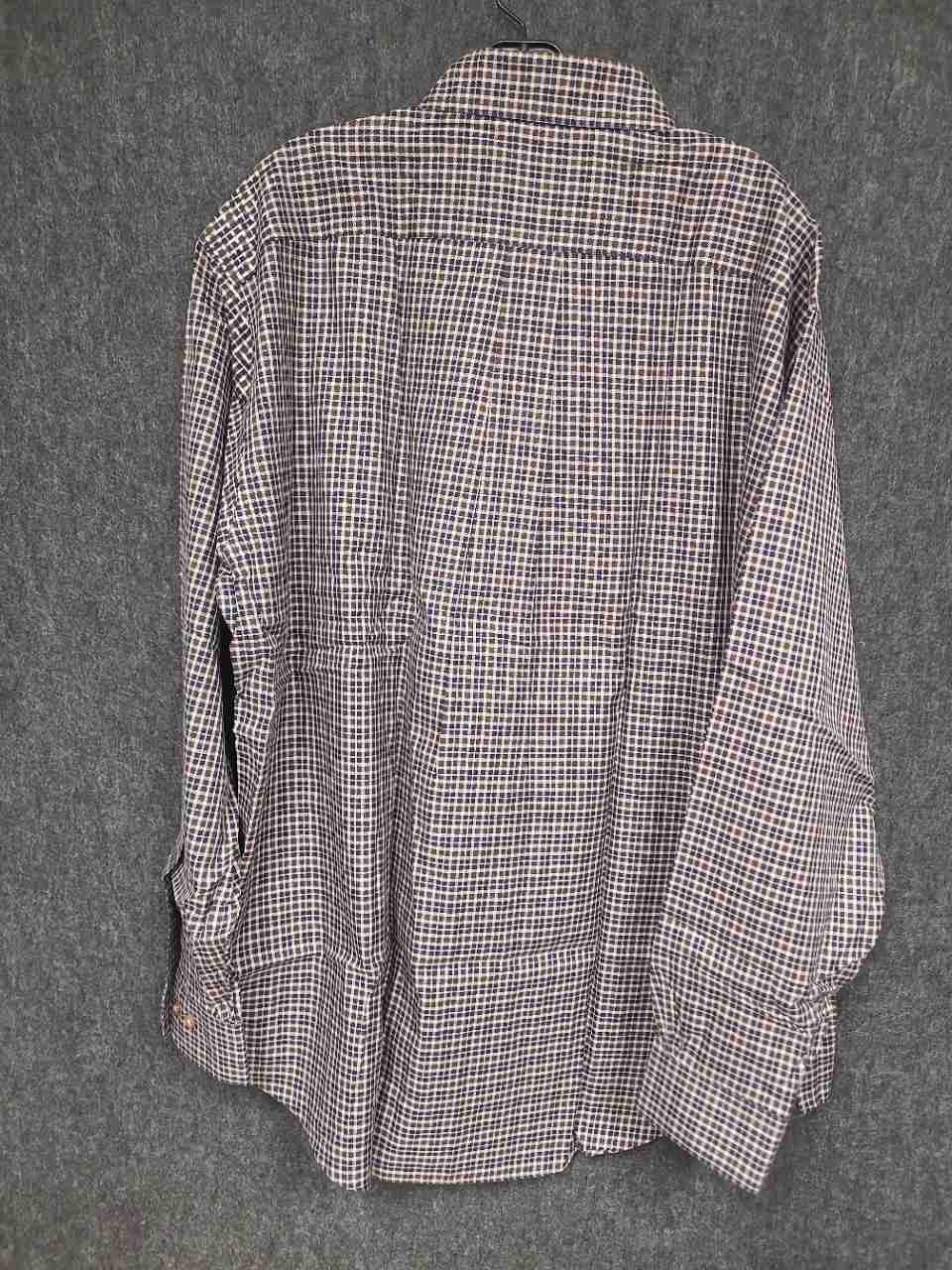 Brooks Brothers 346 Men's Blue Tan Tattersall Non-Iron Cotton Shirt Sz XL