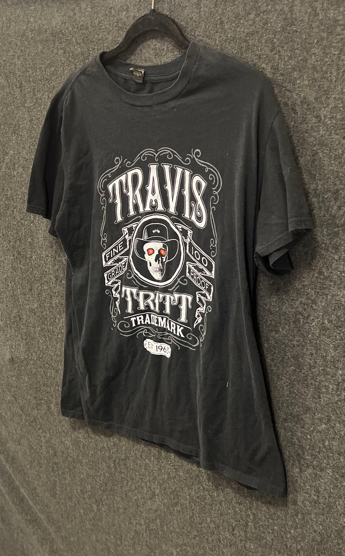 Travis Tritt Country Music Tour Concert Graphic T-Shirt Skull 100 Proof Black