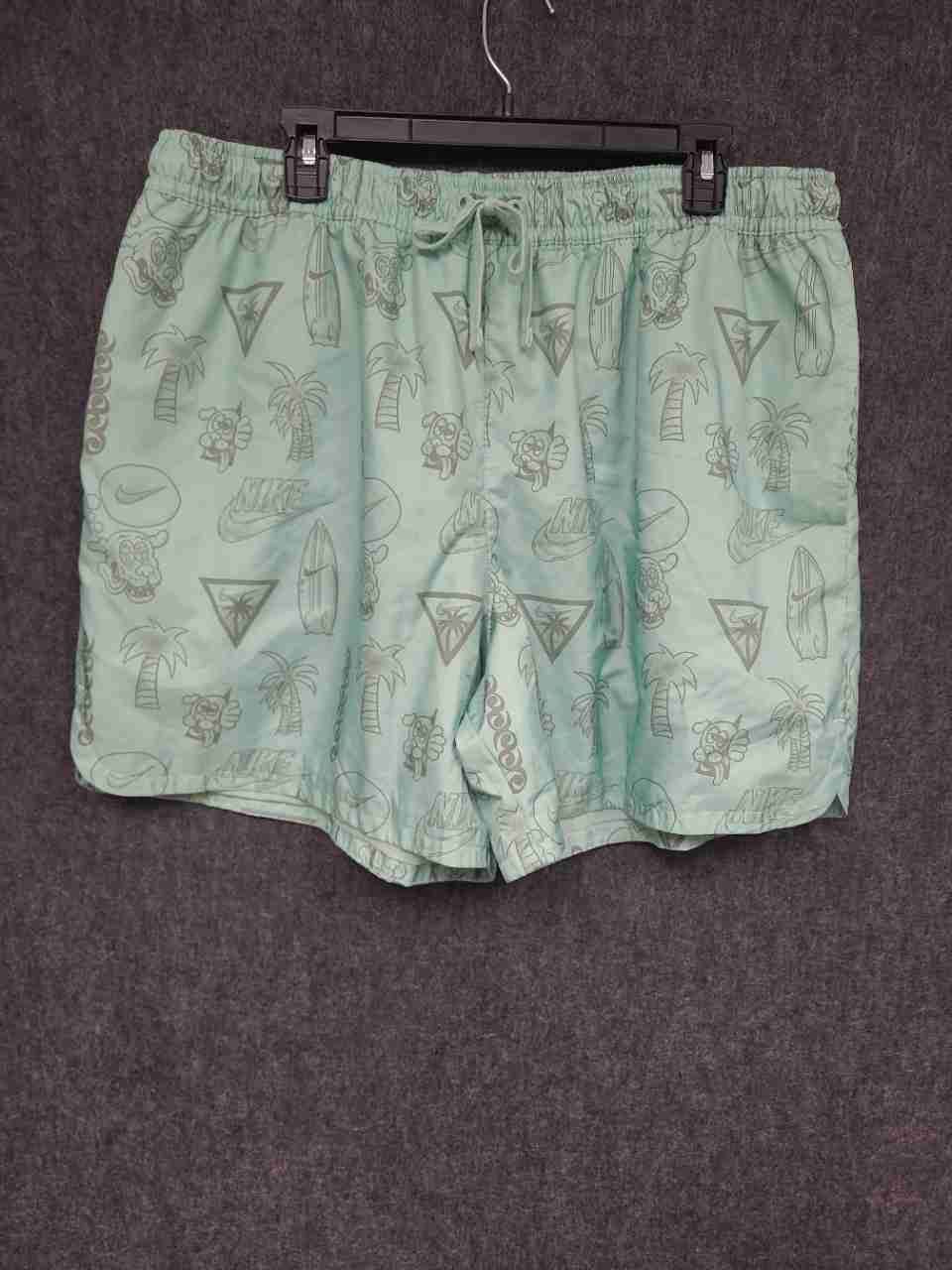 Nike Men's Mint Green Tropical Palm Tree Surfboard Print Swim Trunks Sz XXL