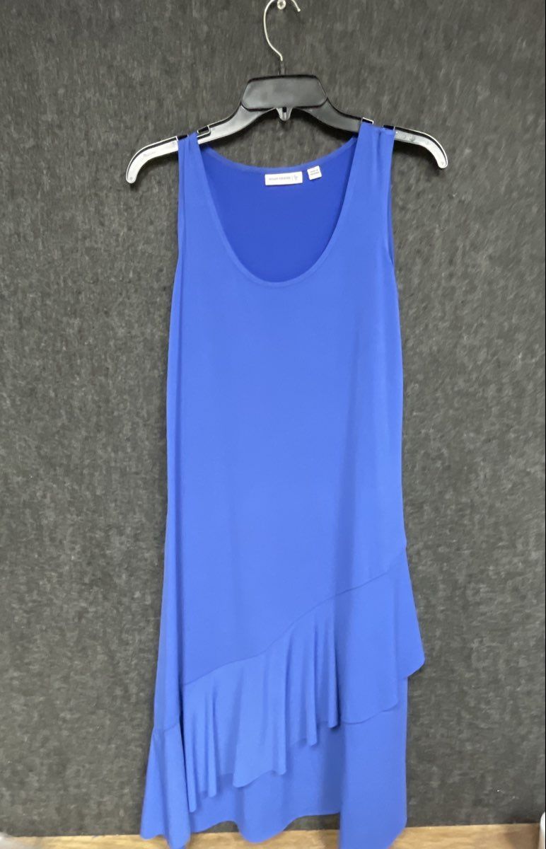 Susan Graver Women's Royal Blue 2 Piece Ruffle Dress & Pleated Jacket Set Sz XS