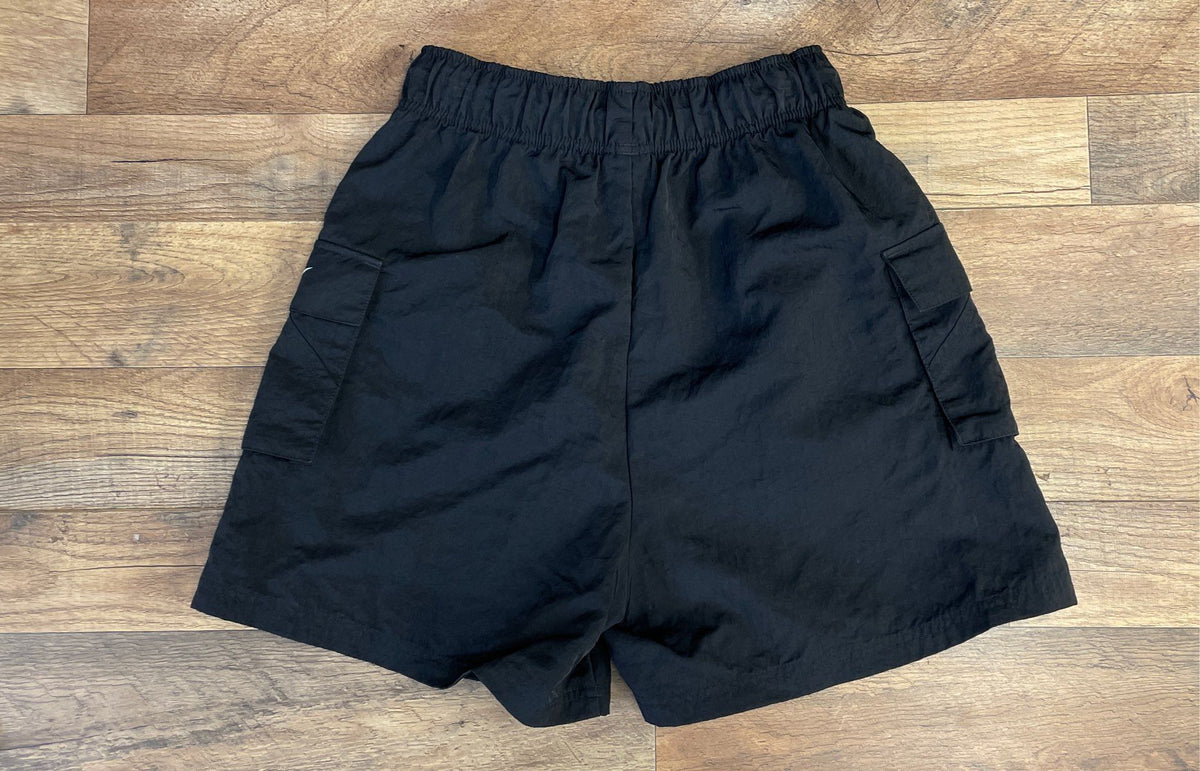 Nike Women's Black Woven High-Rise Cargo Shorts Swoosh Sz S