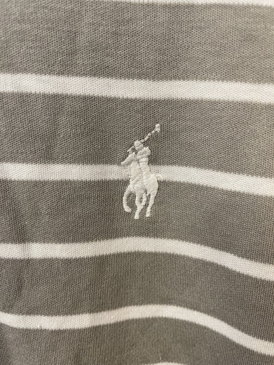 Polo Ralph Lauren Men's Grey White Striped Classic Fit Cotton Polo Shirt Sz M