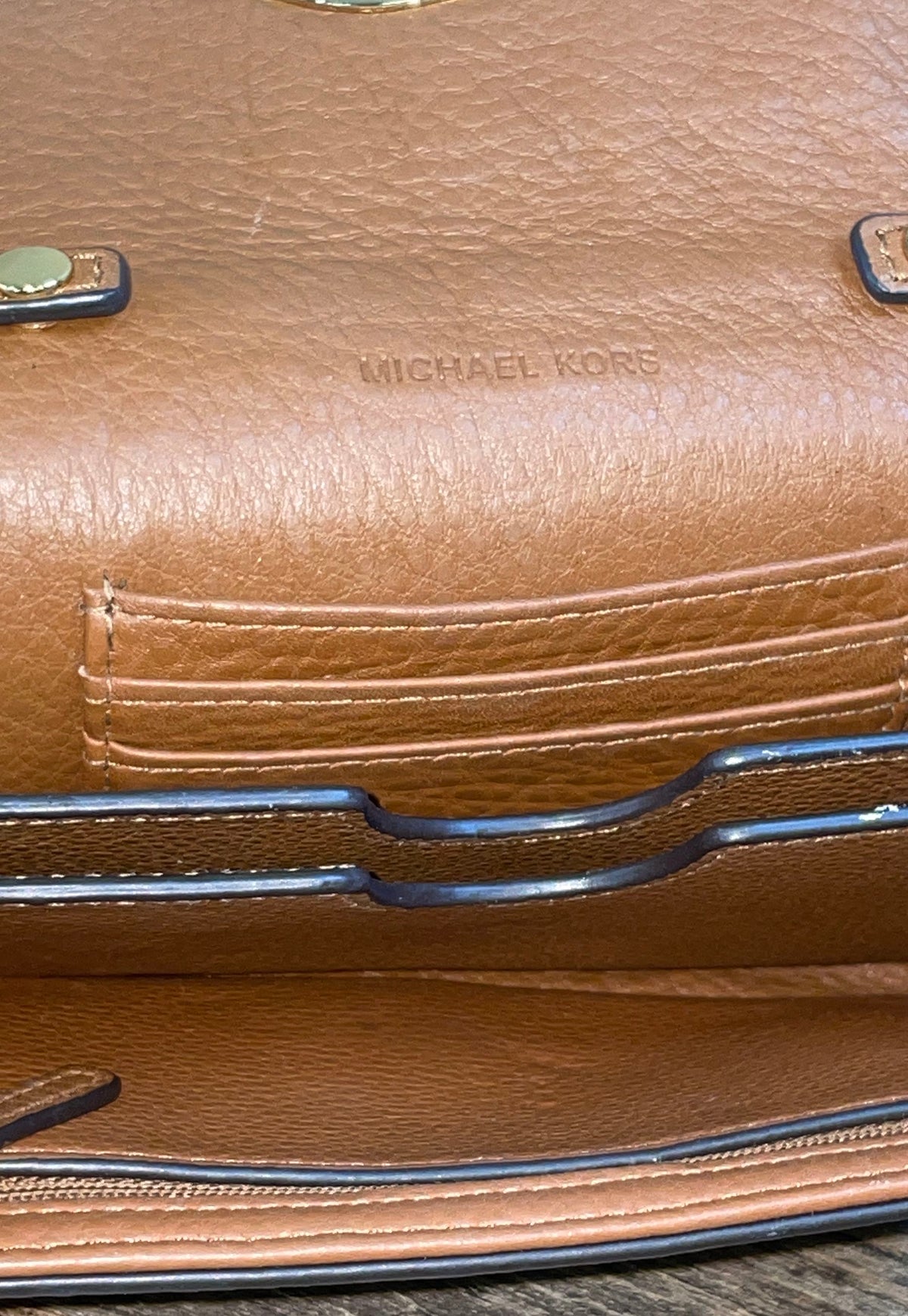 Michael Kors Brown Pebbled Leather Fulton Crossbody Bag Gold Hardware