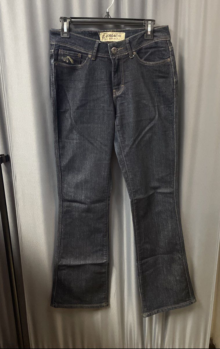 Jordache Legacy Women's Alexis Dark Blue Bootcut Jeans Decorative Pockets Sz 6