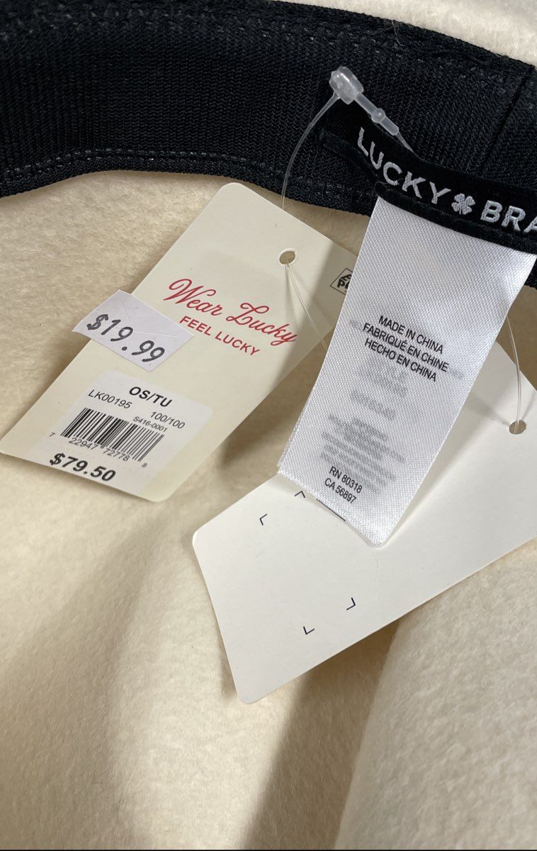 Lucky Brand Women's Wide Brim Fedora Hat Cream Ivory Braided Cord Band NWT OS