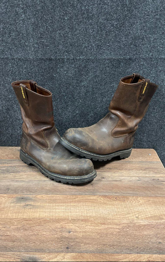 Caterpillar Revolver P89516 Brown Leather Steel Toe Pull-On Work Boots Size 11.5