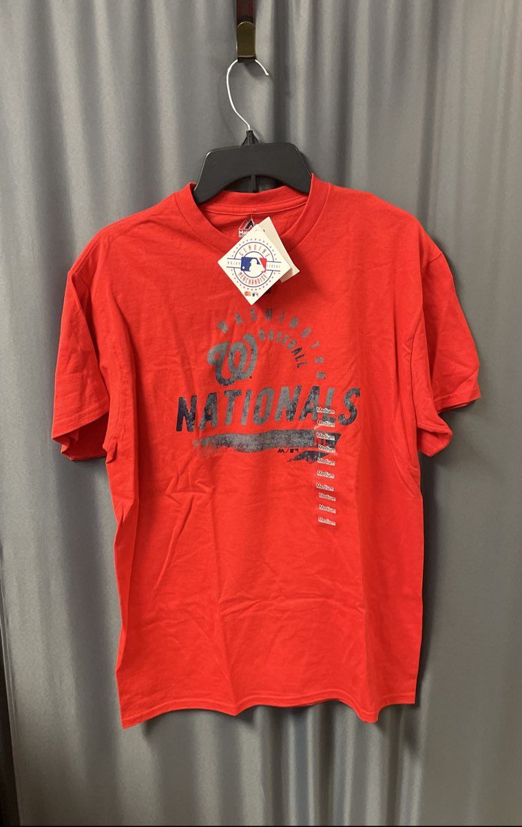 Majestic Men's Washington Nationals MLB Baseball Graphic T-Shirt Red NWT Sz M