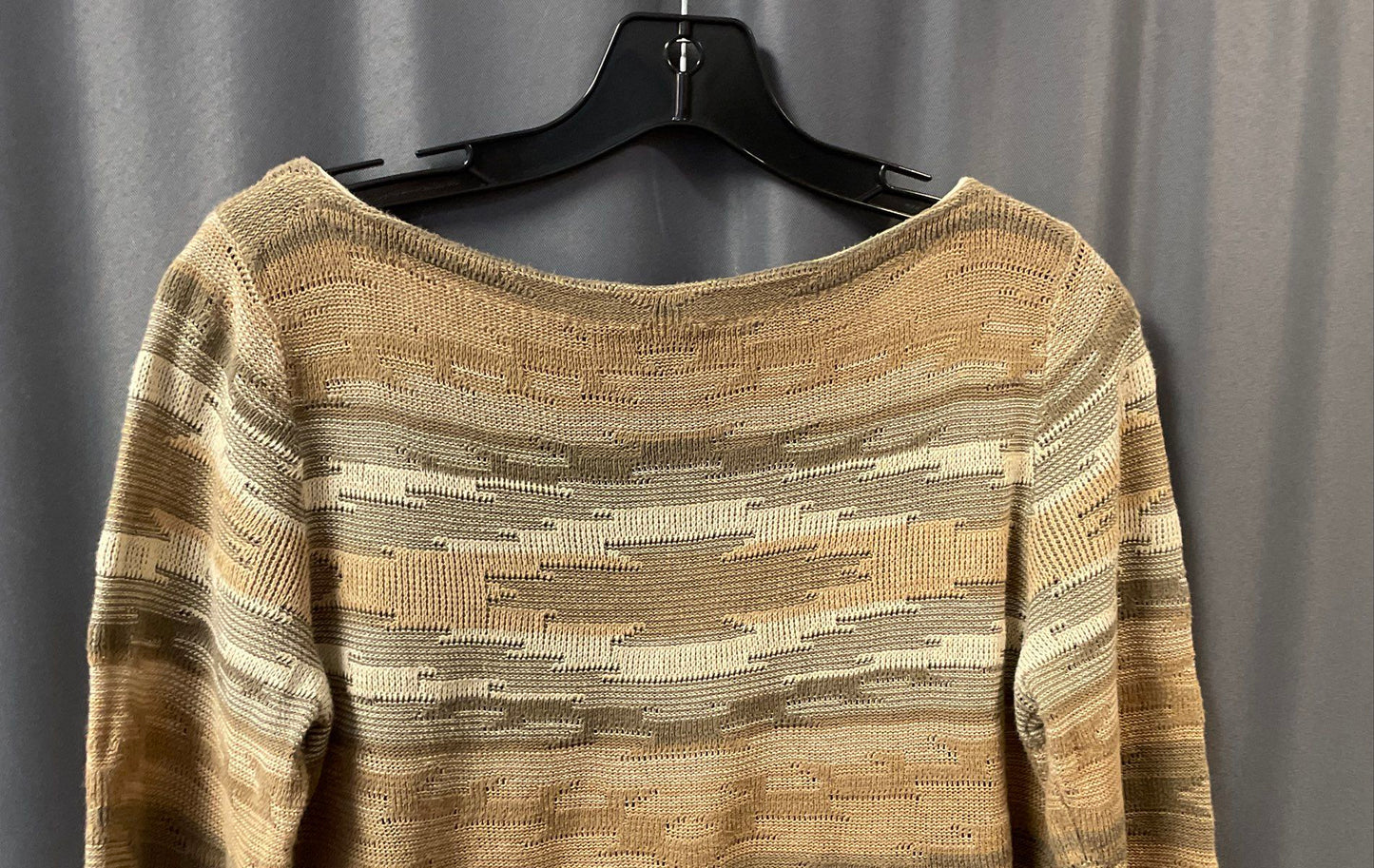 Lauren Jeans Co Ralph Lauren Women's Beige Striped Cotton Linen Knit Top Sz S