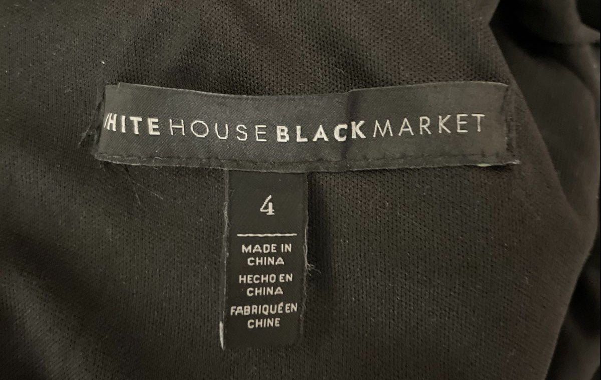 White House Black Market Women's Black Striped Tweed Trim Sheath Dress Sz 4