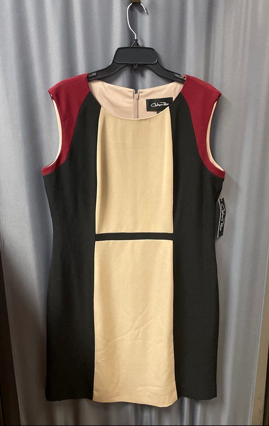 Chelsea Rose Women's Colorblock Sheath Dress Taupe Black Crimson NWT Sz 16