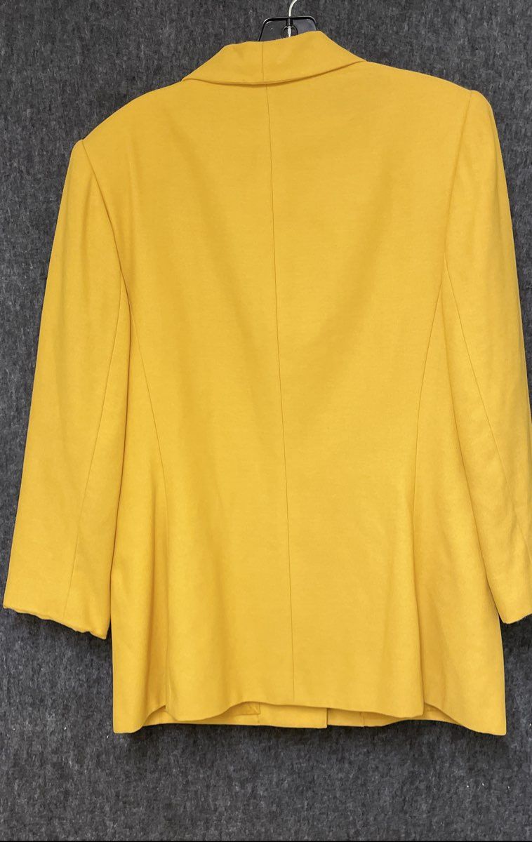 Vintage 90s Le Suit Women's Yellow 3-Button Longline Blazer Jacket Size 12