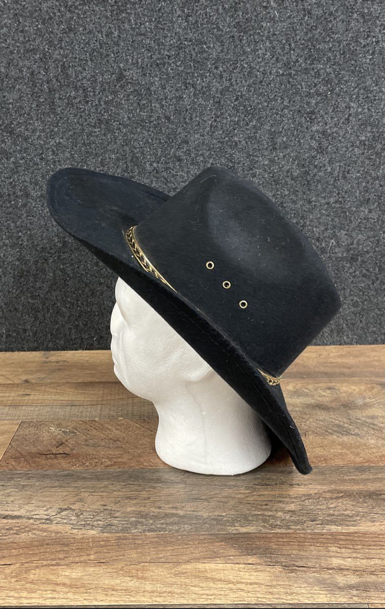 Western Express Inc Men's Black Faux Felt Cowboy Western Hat Braided Band L/XL