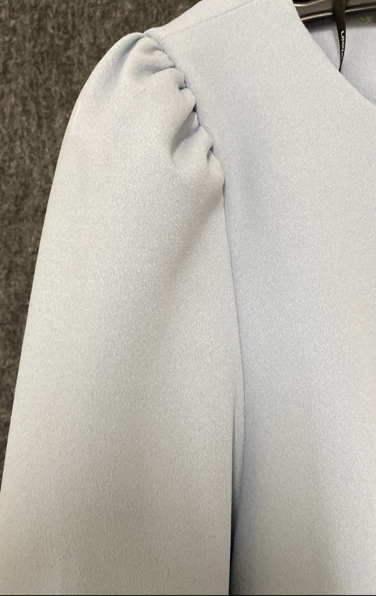 Calvin Klein Women's Pale Blue Crepe Puff Shoulder Sheath Dress 3/4 Sleeve Sz 8
