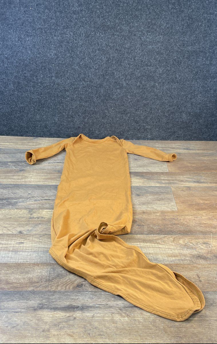 Marlowe & Co Baby Mustard Knotted Sleeper Gown Organic Cotton Size 0-3M