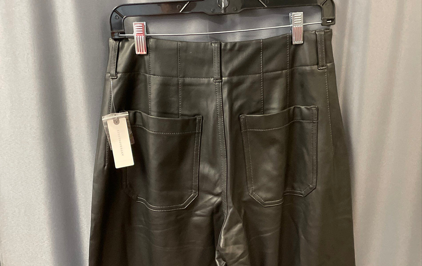 Anthropologie Maeve Women's Black The Colette Faux Leather Wide Leg Pants Sz 29T