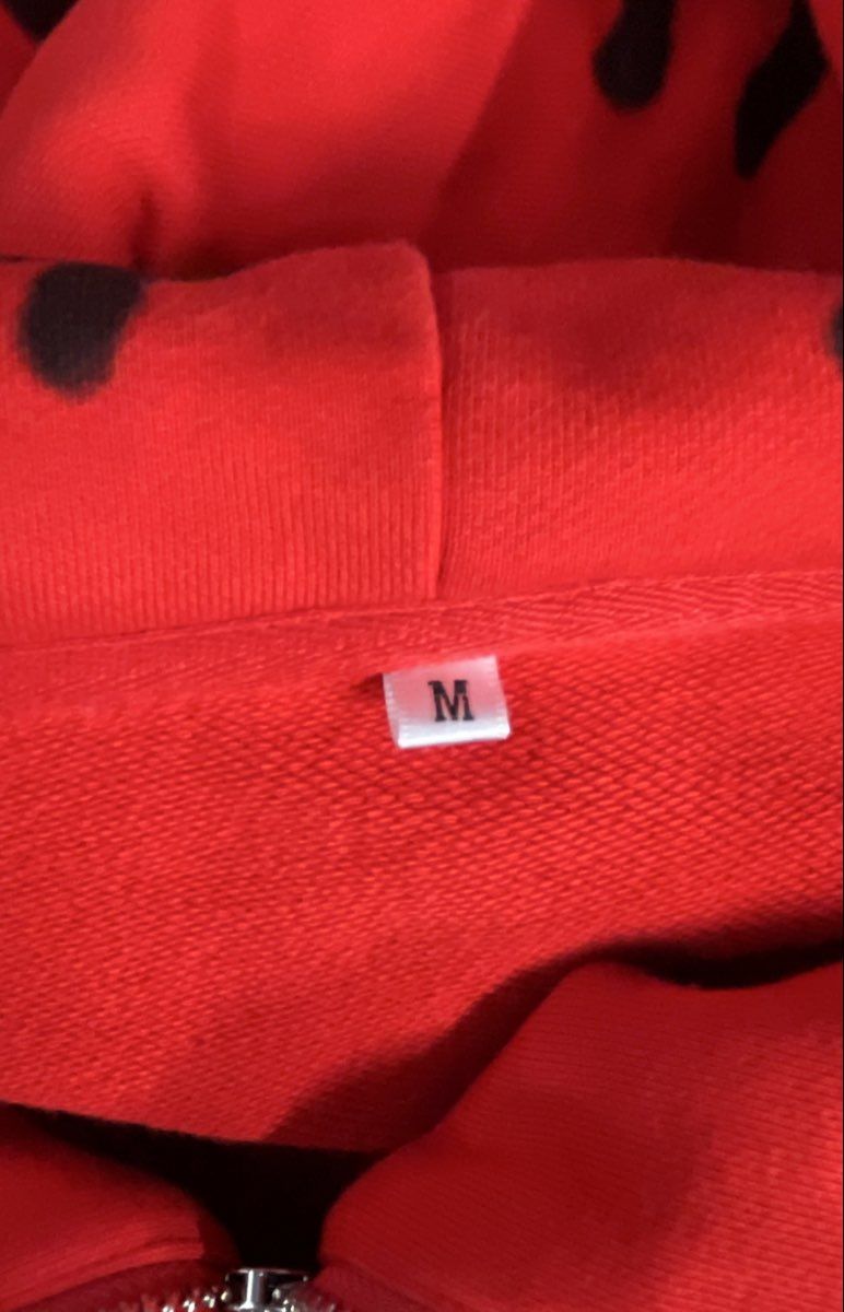 Men's Red Graffiti Graphic Distressed Full Zip Hoodie Sweatshirt Size M