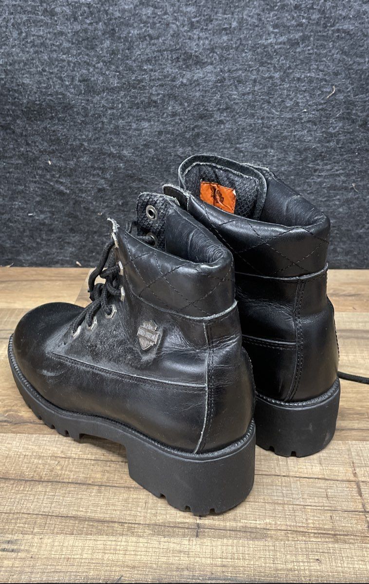 Vintage 90s Harley-Davidson Leather Moto Biker Lace Up Ankle Boots Sz 7