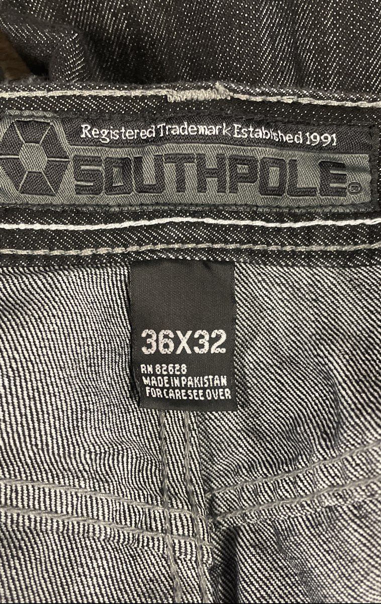 Southpole Men's Black Denim Contrast Stitch Streetwear Relaxed Jeans Sz 36x32