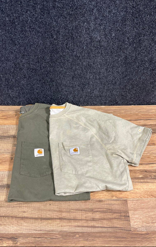 Carhartt Men's Relaxed Fit Force Midweight Pocket T-Shirt Lot of 2 Green Tan M