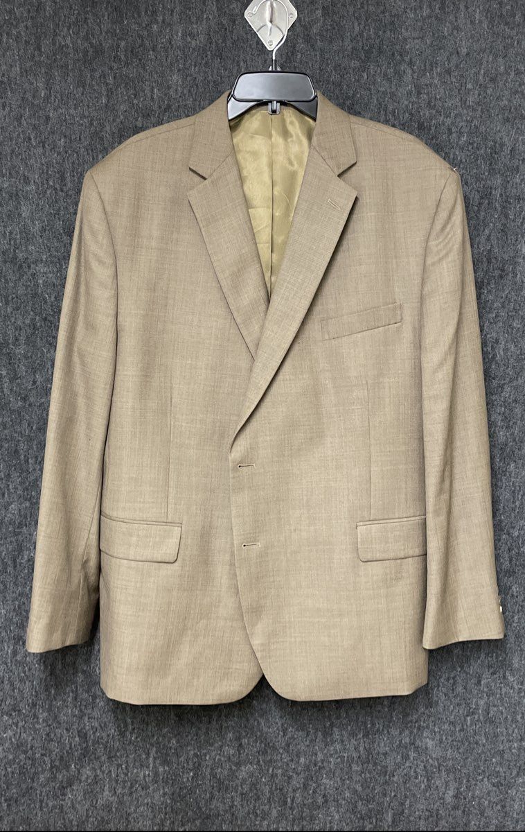 Stafford Men's Brown Sharkskin Wool Blend Classic Fit Travel Blazer Sz 52R