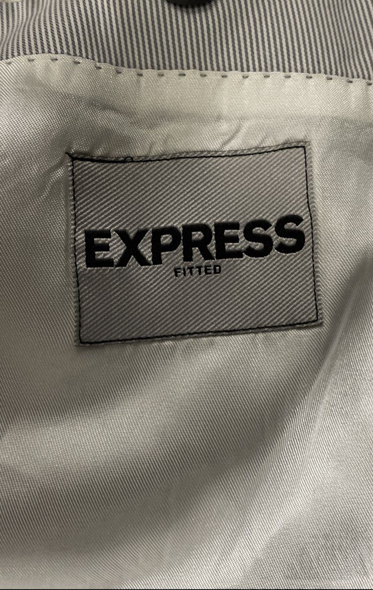 Express Men's Grey Fitted Cotton Blend Suit Jacket Blazer Size 42R