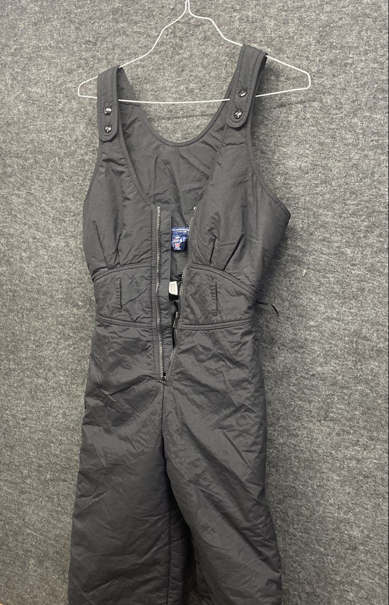 Vintage 80s Herman's Women's Black Insulated Ski Bib Overalls Sz S