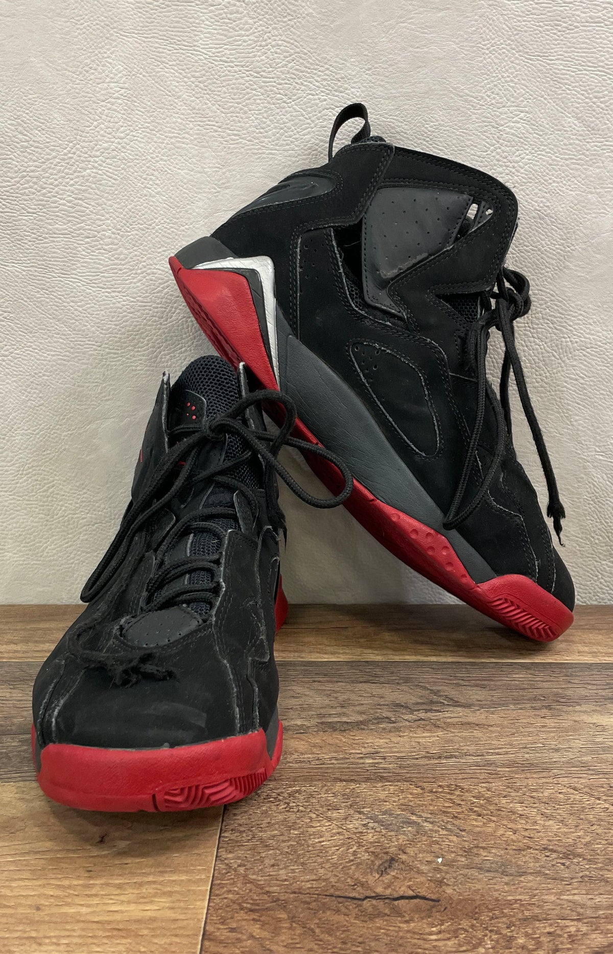 Nike Air Jordan True Flight Black Gym Red Metallic Silver Sneakers Size 8
