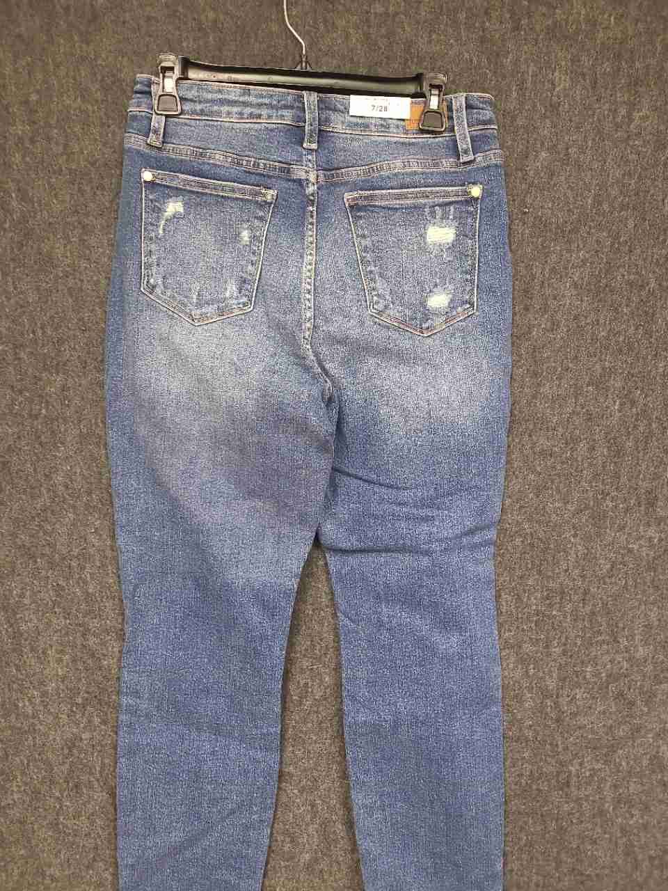 Judy Blue Women's Blue Rainbow Pocket Distressed High Rise Jeans Sz 7/28 NWT