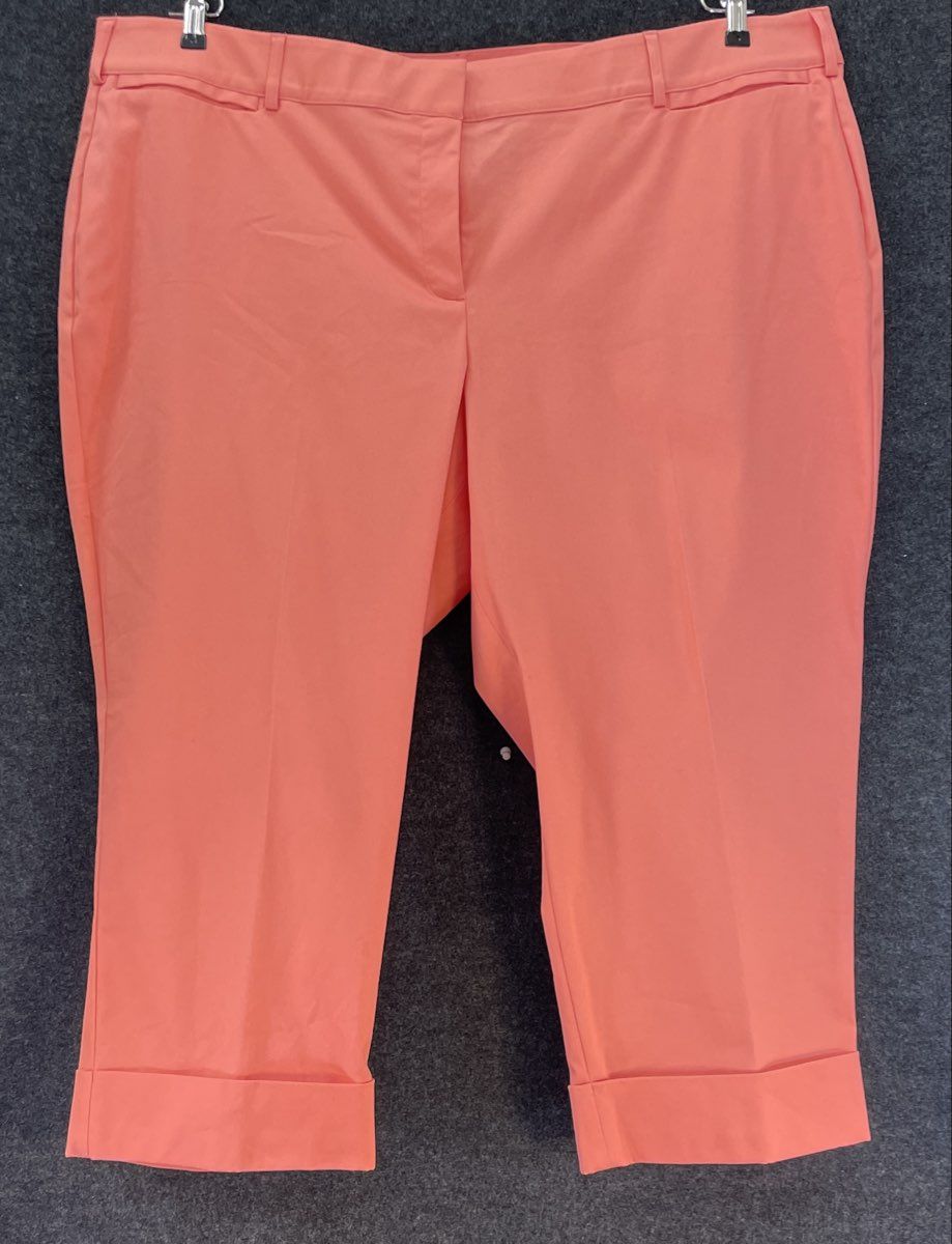 Lane Bryant Women's The Lena Stretch Cropped Capri Pants Coral Plus Size 28 NWT