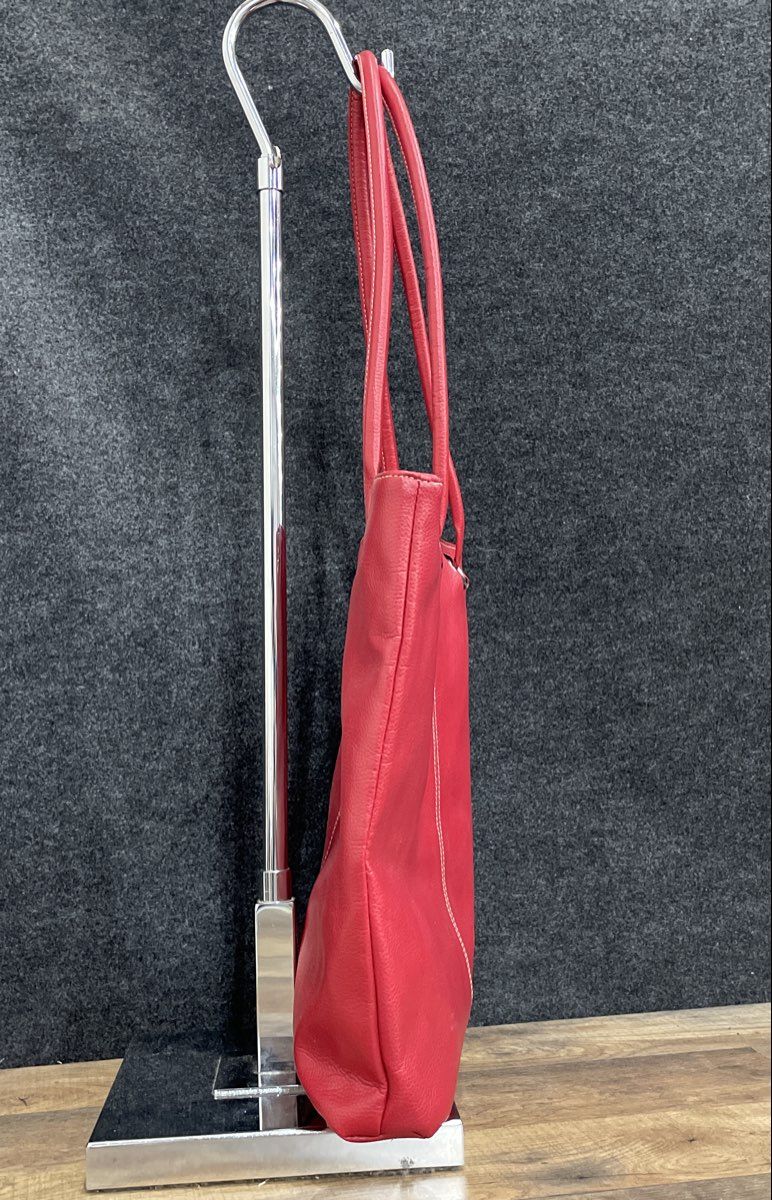 Marines Red Pebbled Leather Large Tote Bag Shoulder Purse