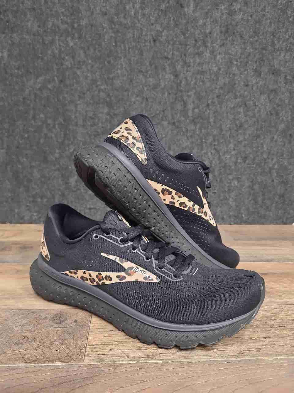 Brooks Glycerin 18 Black Leopard Print Running Shoes Women's Size 8
