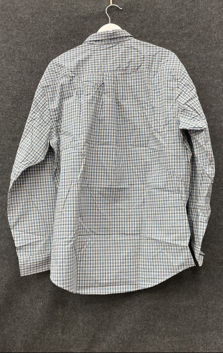 Arrow Men's Plaid Button Down Shirt Storm Blue Hamilton Poplin Wrinkle Free SzXL